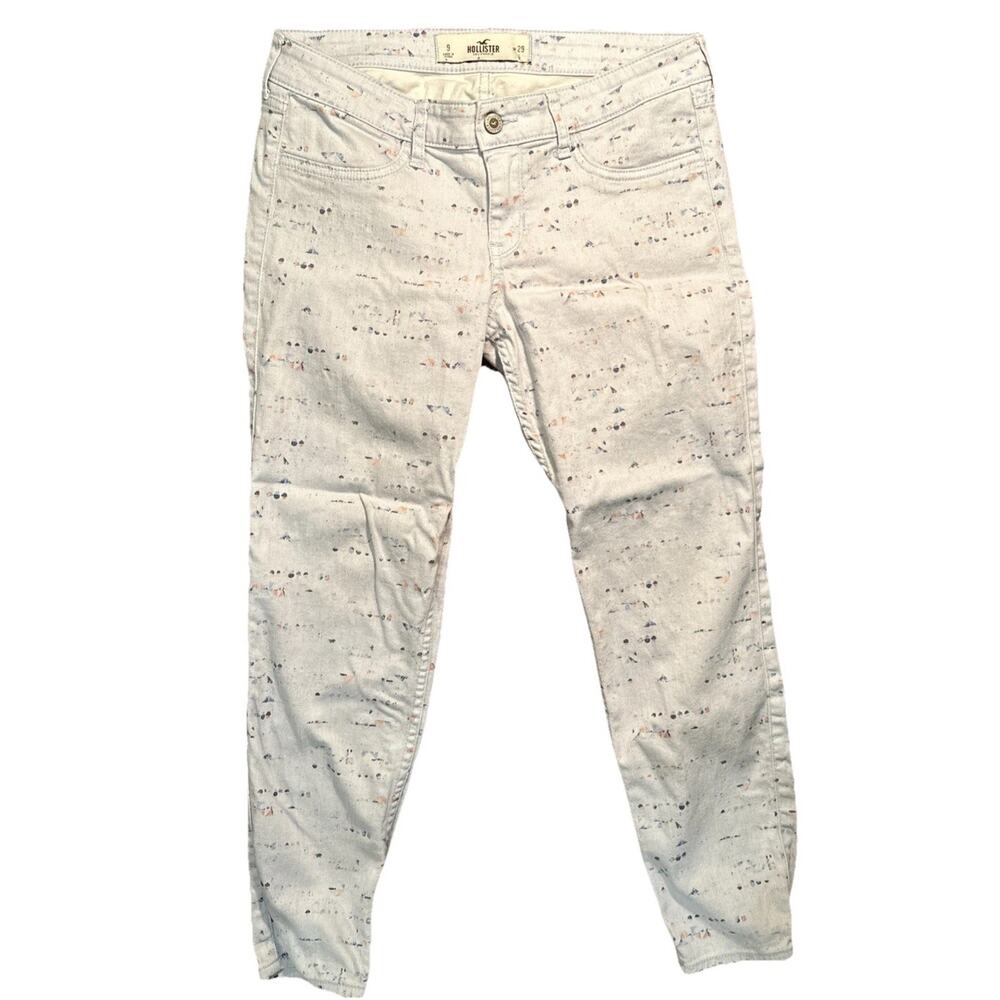 Hollister Jeans Womens Juniors Light Wash Blue 9 Multi Color Speckle Pattern